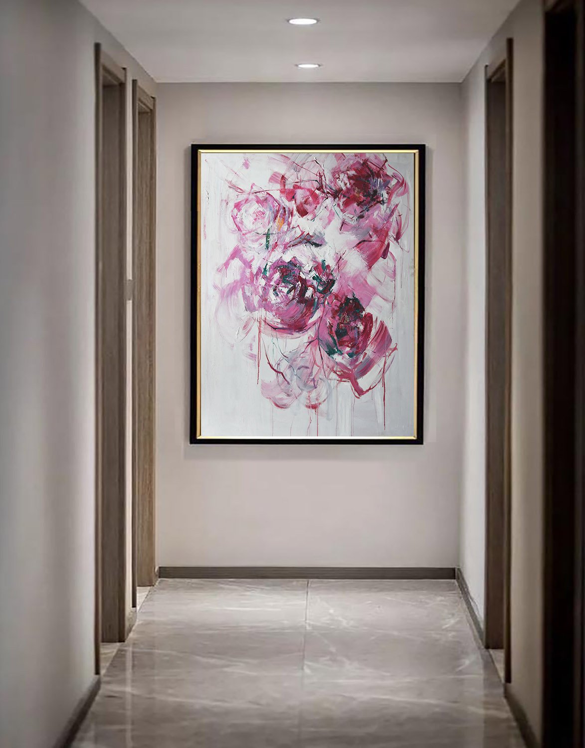 Vertical Abstract Flower Oil Painting #LX77B